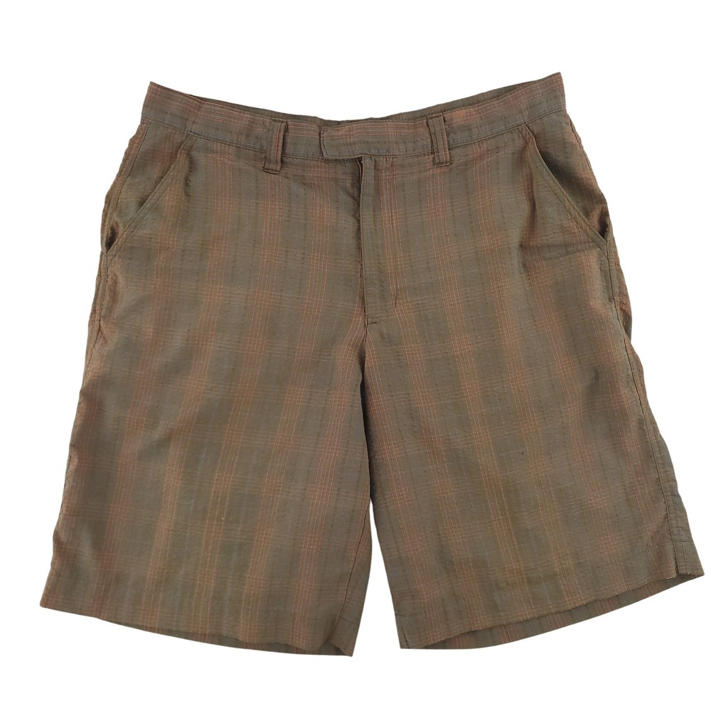 Patagonia Shorts Mens 33 Brown Plaid Organic Cotton Chino Travel 10" Inseam
